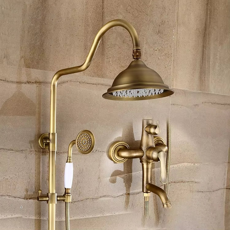 Antique Brass Wall Mount Bathroom Shower Set-Z7827