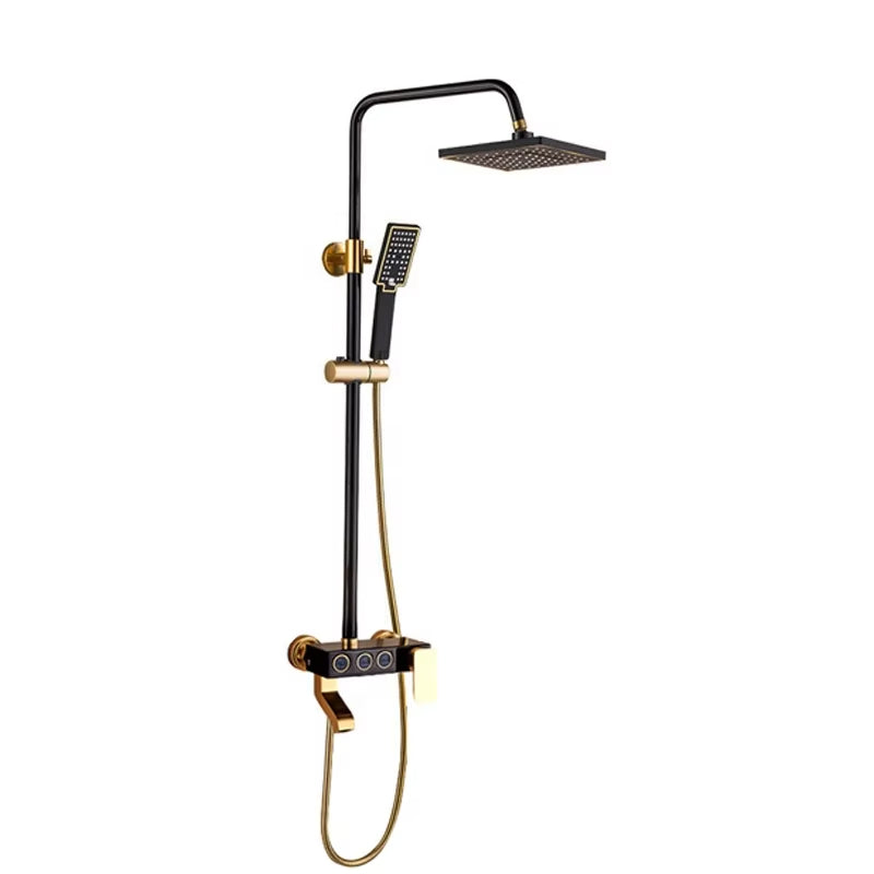 Refined Copper Black Gold Shower Faucet Set Bath Spray Head Bathroom Booster Shower Complete Set Home-6275