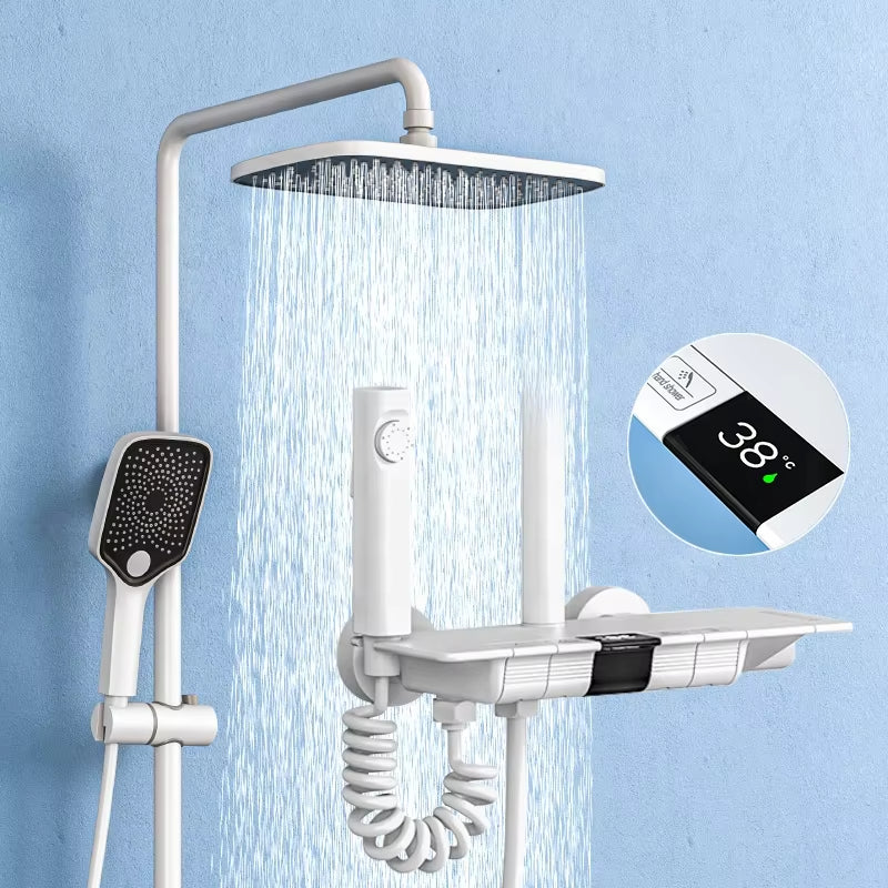 Digital Display Piano Keys Luxury White Rain Shower Head-6064