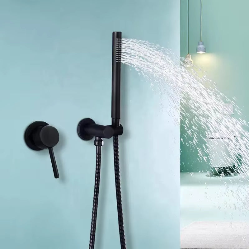 Wall Mounted Luxury Black Cylindrical Shower Head-6049MB