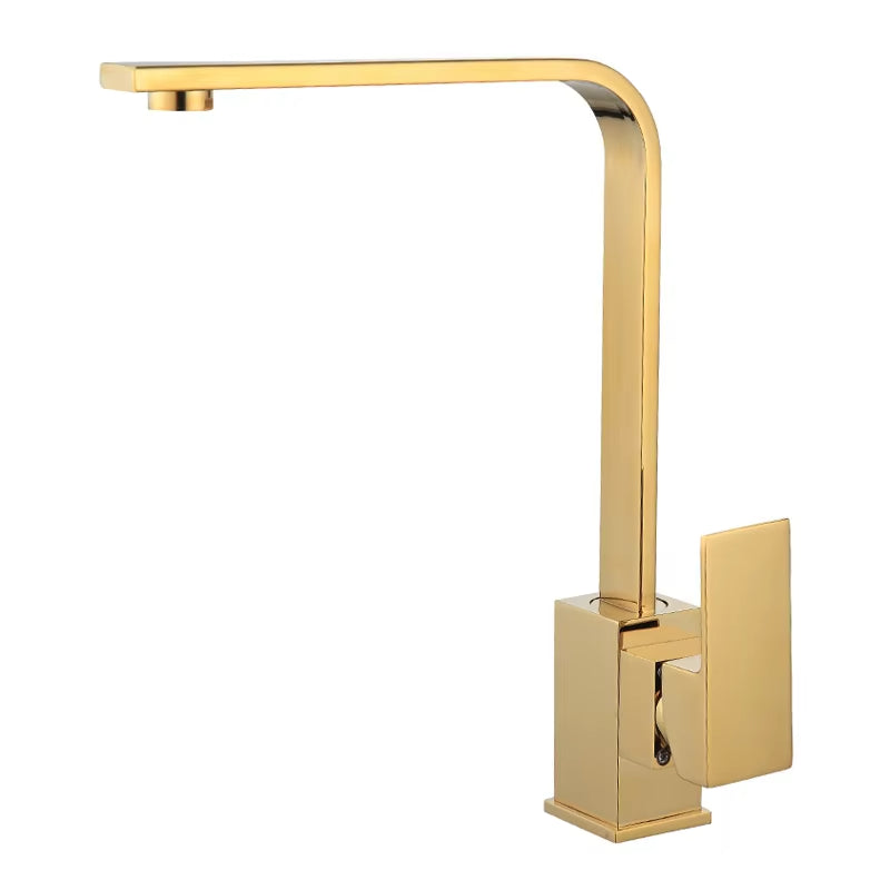 Simple High-End Design 360 Degree Kitchen Faucet Luxury Gold-8577