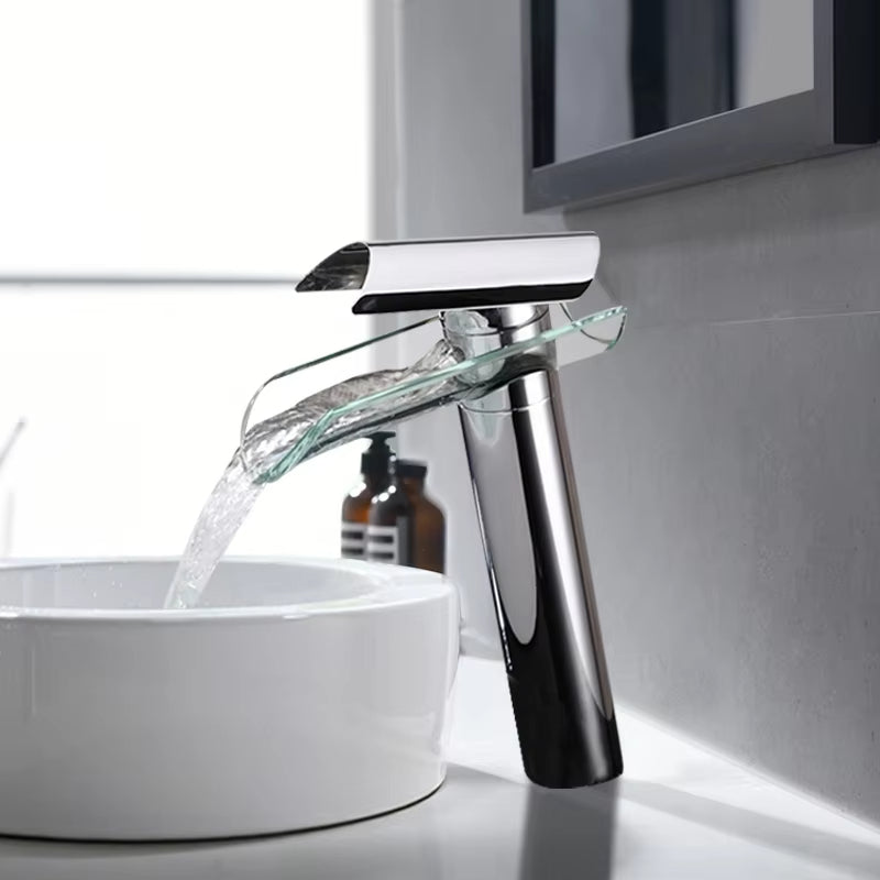 Bathroom Basin Glass Waterfall Hot And Cold Faucet-7262