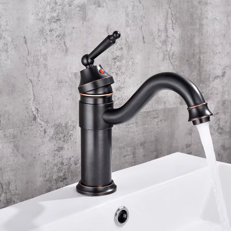 Bathroom Basin Black Vintage Hot And Cold Water Faucet-7086