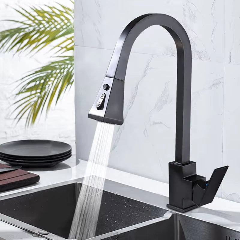 Black And Gray Pull-Out Rotary Retractable Kitchen Dishwashing Faucet-5368C