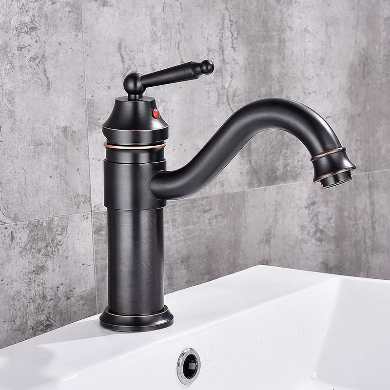 Bathroom Basin Black Vintage Hot And Cold Water Faucet-7086