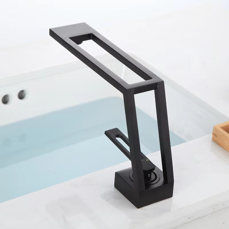 High-End Hollow Design Bathroom Basin Black Faucet-7297