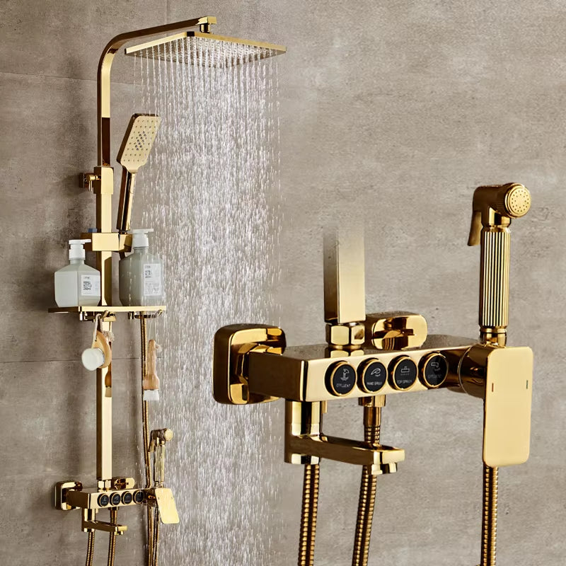 Round Thermostatic Bathroom Shower Room Bath Faucet Set-6236
