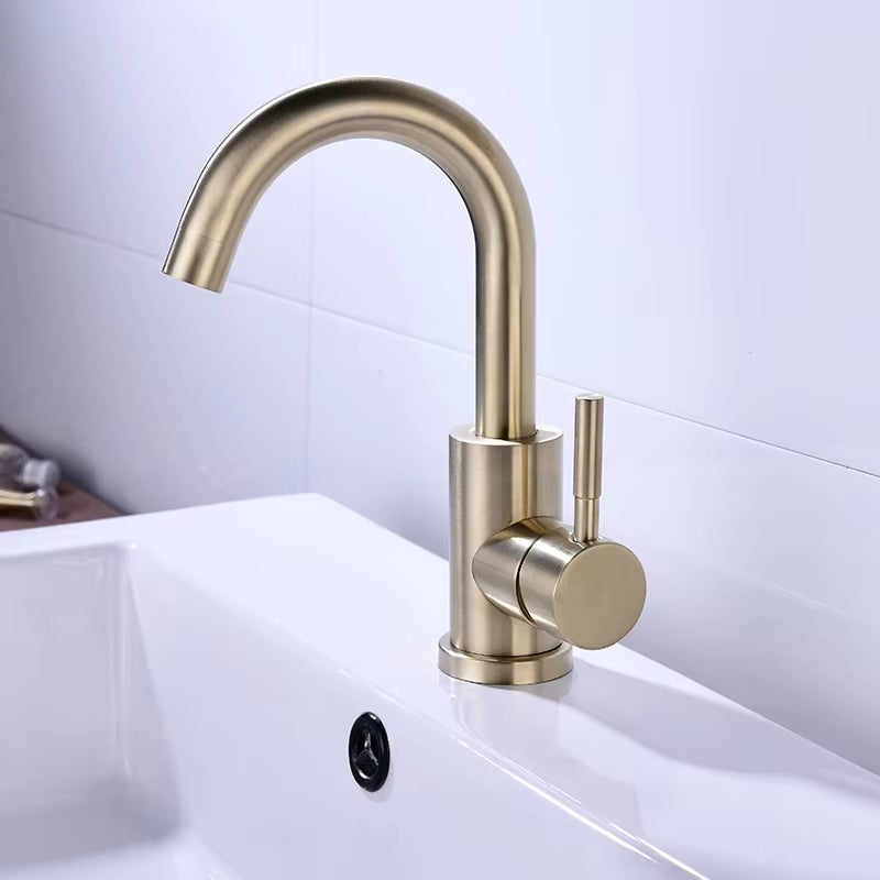 Stainless Steel Bathroom Cabinet Hand Basin Household Curved Faucet-5007