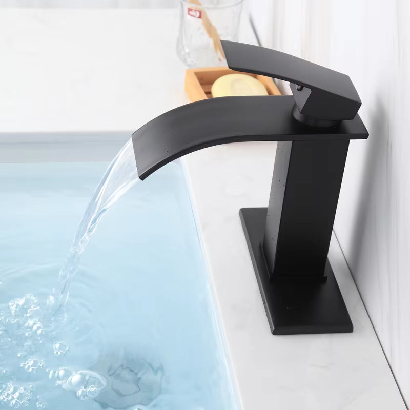 Bathroom Wash Basin Sink Waterfall Faucet With Base-7278