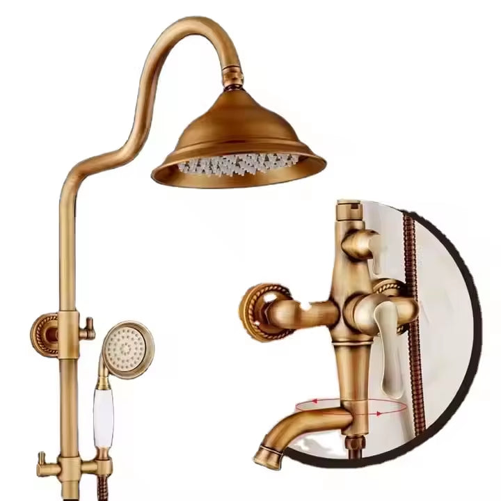 Antique Brass Wall Mount Bathroom Shower Set-Z7827