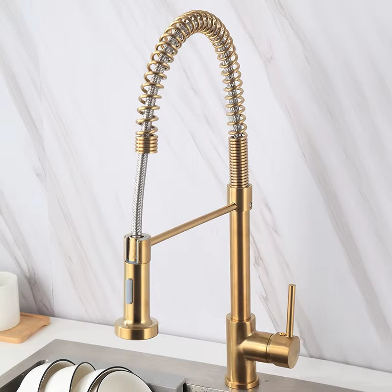 Spring-Loaded Single-Hole Handle 360-Degree Rotating Kitchen Faucet-8557