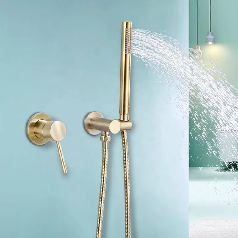 Luxurious Brass Wall Mounted Exposed Pipe Simple Shower-6049C