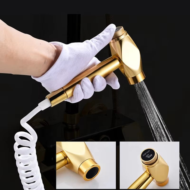 Shower Set Black Gold Shower Bath Faucet Rain Shower Set Mixer Faucet Set Shower Equipment-6277