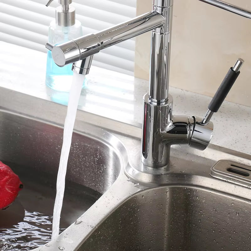 360 Degree Rotating Kitchen Countertop Double Spout Faucet-8347