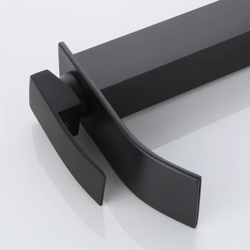 Heightened Black Waterfall Bathroom Wash Basin Faucet-5311