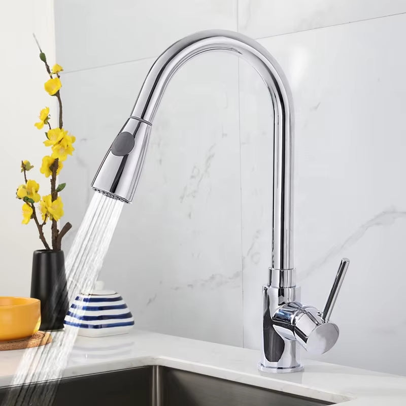Modern Kitchen Pull Out Stainless Steel Sink Faucet-8424-1