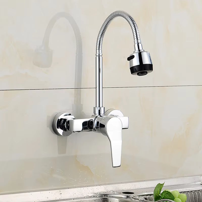 Wall Mounted Kitchen Sink 360 Degree Swivel Flexible Hose Faucet-8327