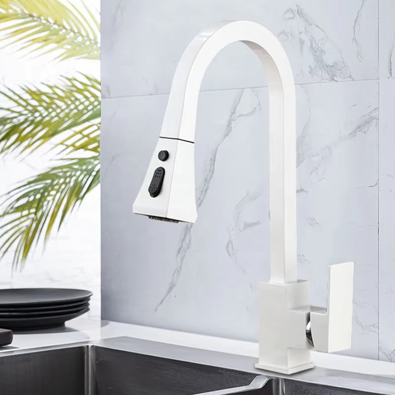 Black And Gray Pull-Out Rotary Retractable Kitchen Dishwashing Faucet-5368C