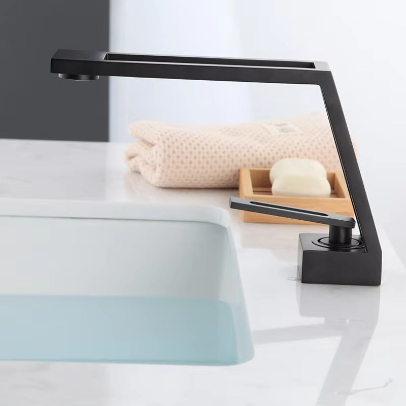 High-End Hollow Design Bathroom Basin Black Faucet-7297