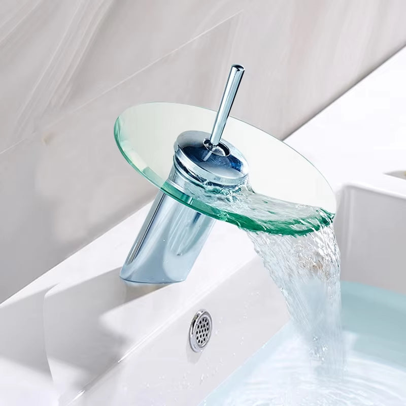 Bathroom Basin Glass Round Waterfall Faucet-7260