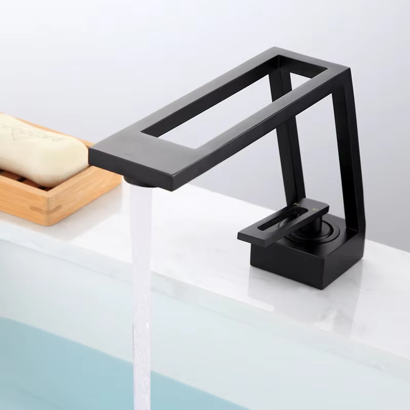 High-End Hollow Design Bathroom Basin Black Faucet-7297