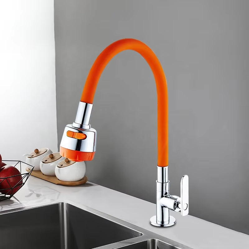 In-Wall Soft Neck Flexible Swivel Kitchen Sink Faucet-8635
