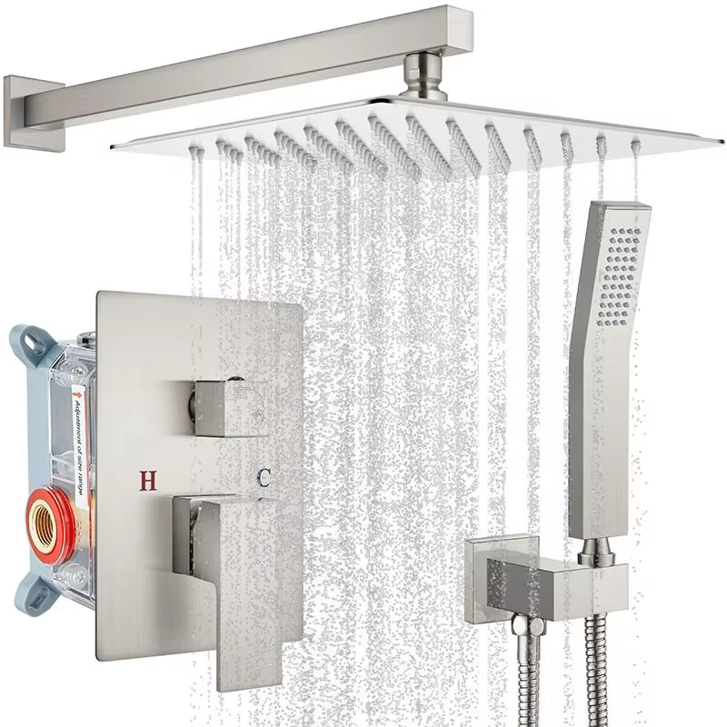 Wall Mounted Rain Shower Faucet Set Brass Bathroom Waterfall System Wall Mounted Shower Set-6530BG