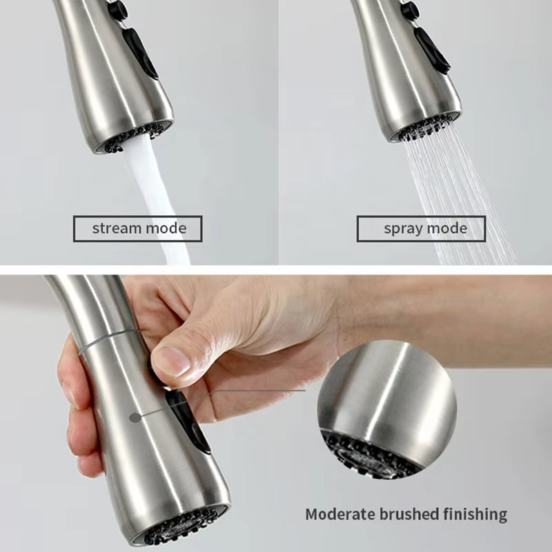 Modern Kitchen Pull Out Stainless Steel Sink Digital Display Smart Sensor Faucet-8424DPS
