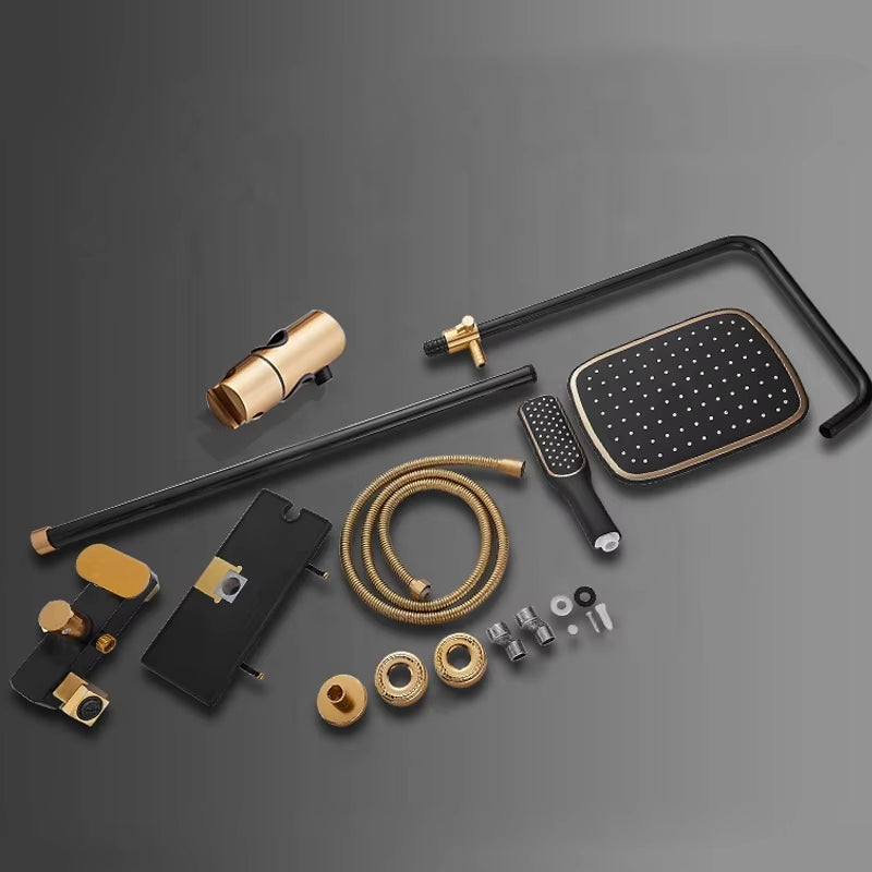 Black Gold Shower Set Complete Set Brass Bathroom Faucet Rain Shower Set-6276