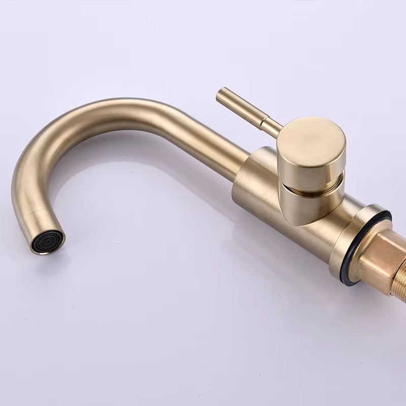 Stainless Steel Bathroom Cabinet Hand Basin Household Curved Faucet-5007
