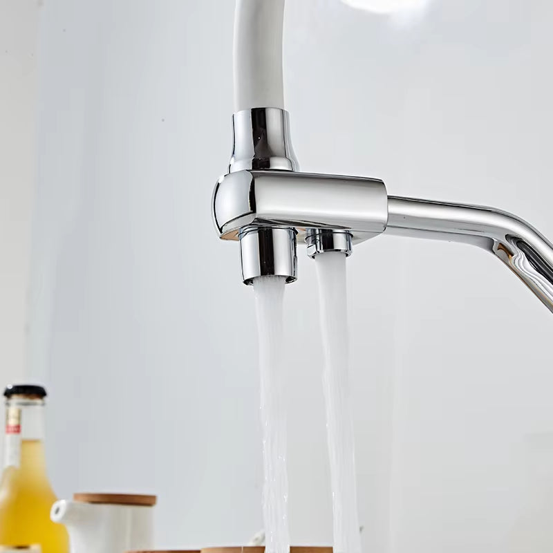 High-End Kitchen Sink Pull-Down Three-Way Double-Handle Faucet-8306