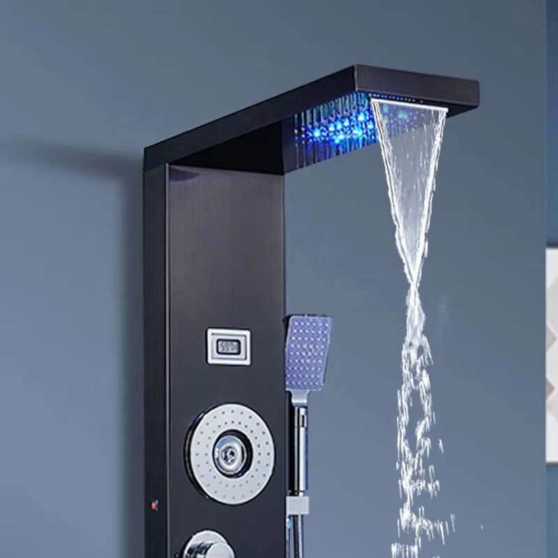 Waterfall Style Wall Mounted Stainless Steel Illuminated Panel Bathroom Shower Head-6084BB