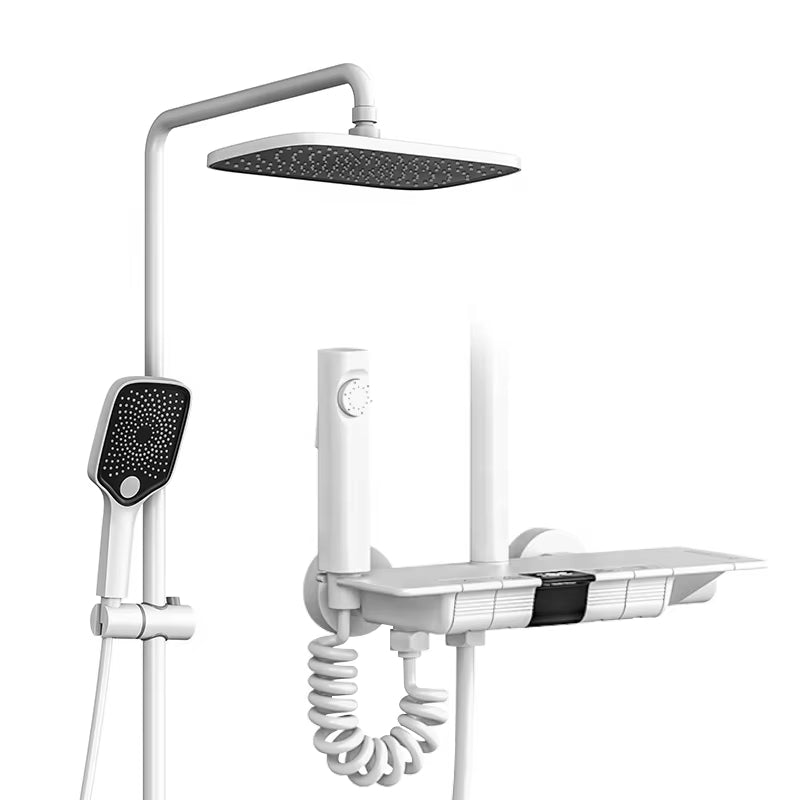 Digital Display Piano Keys Luxury White Rain Shower Head-6064