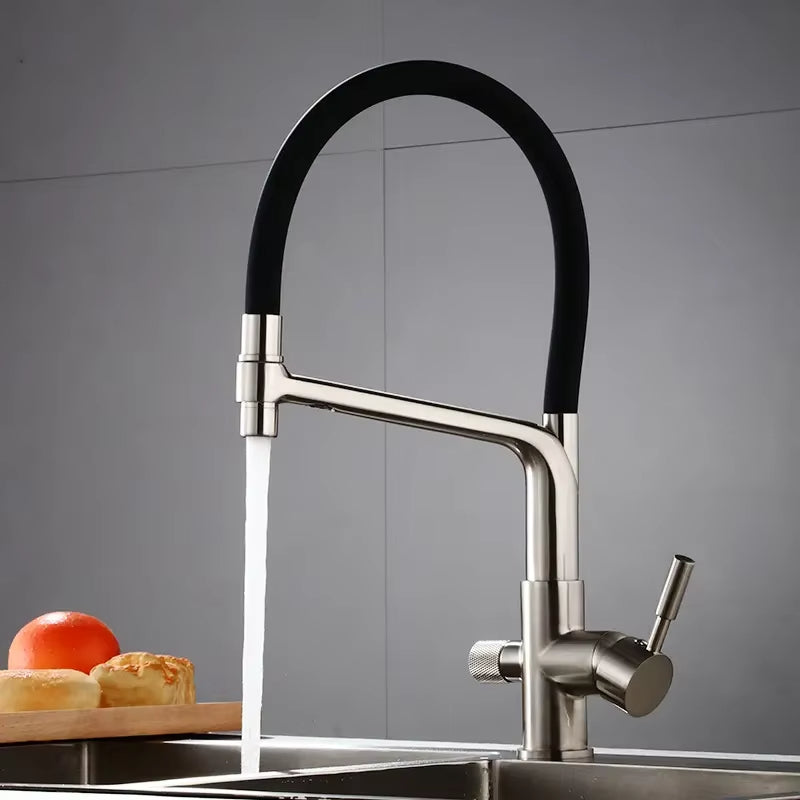 Flexible Three-Way Kitchen Stainless Steel Faucet-8617