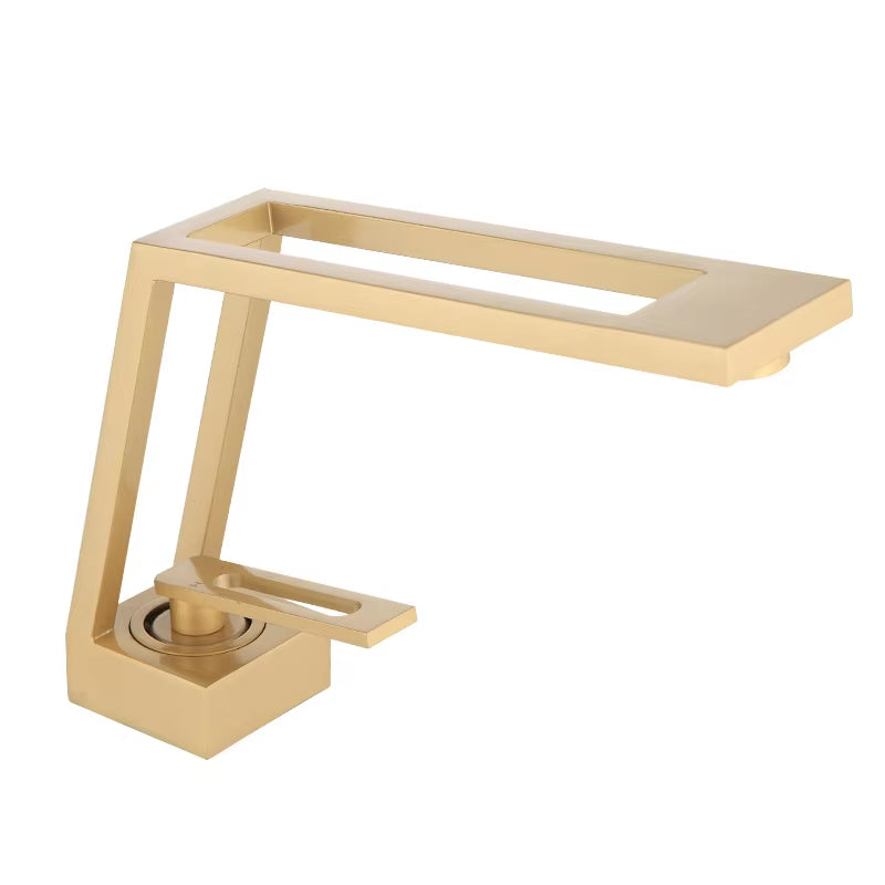 High-End Hollow Design Bathroom Basin Golden Faucet-7298