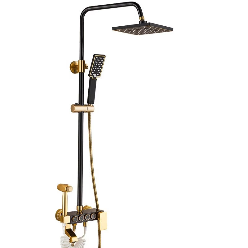 Shower Set Black Gold Shower Bath Faucet Rain Shower Set Mixer Faucet Set Shower Equipment-6277