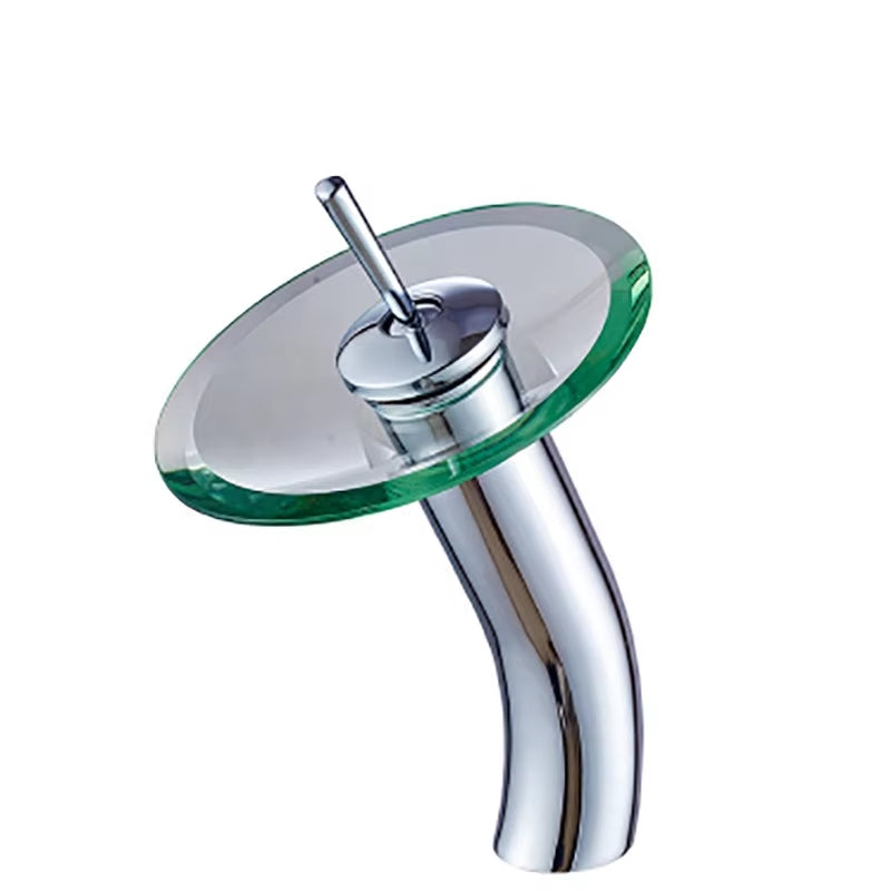 Bathroom Basin Glass Round Waterfall Faucet-7260