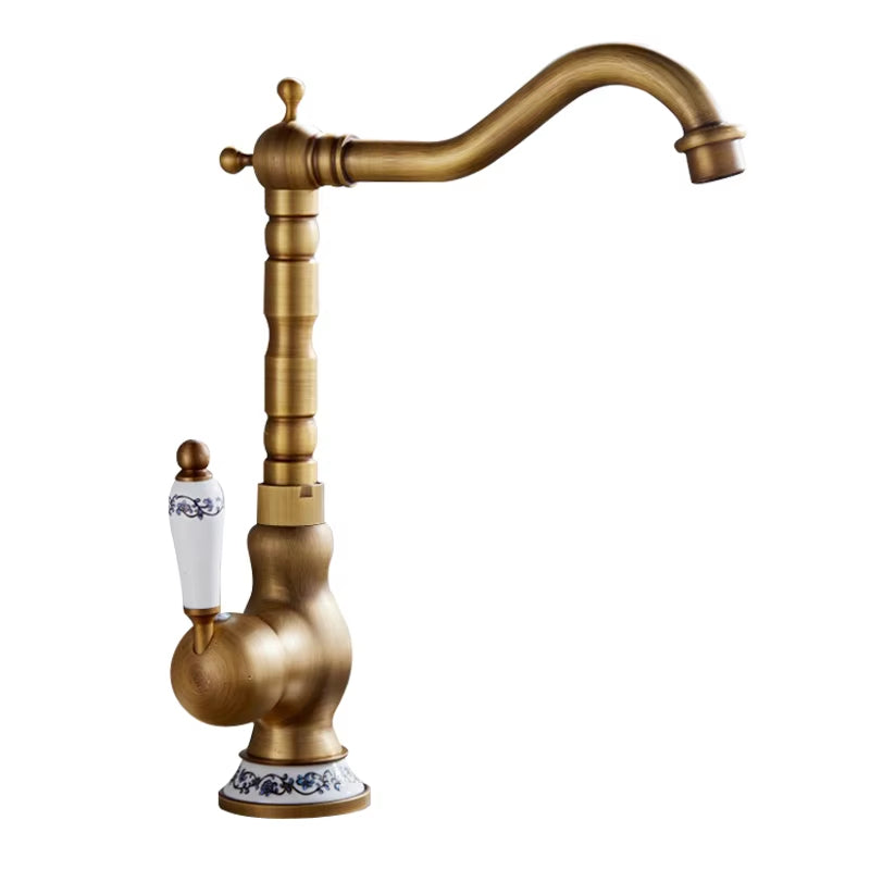 Bathroom Wash Basin Sink Antique Copper Hot And Cold Water Faucet-7811