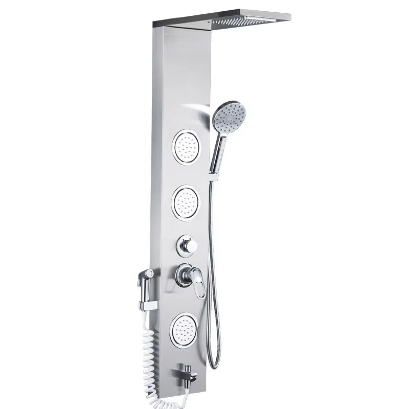 Led Light Shower Screen Wall Mounted Stainless Steel Waterfall Shower Screen Set-6670