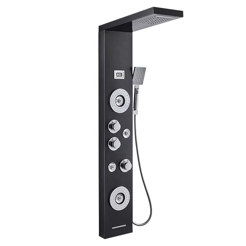 Waterfall Style Wall Mounted Stainless Steel Illuminated Panel Bathroom Shower Head-6084BB