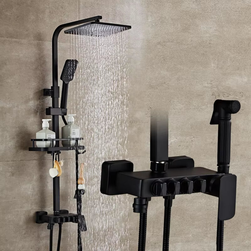 Airbrush Wall Mount All Black Shower Set-6242