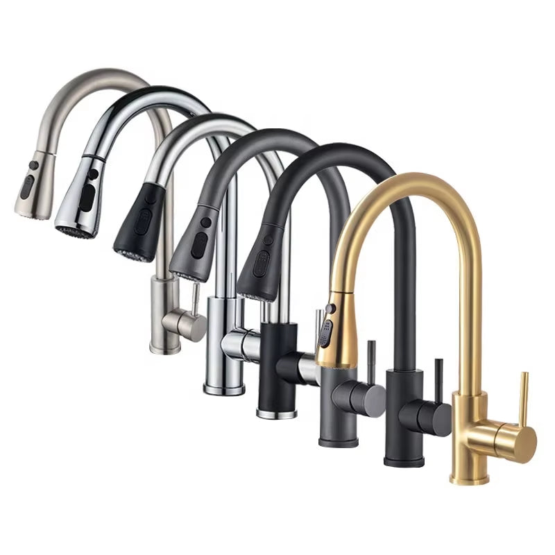 European Kitchen Gold Dual-Use Switch Simple Stainless Steel Faucet-5349G