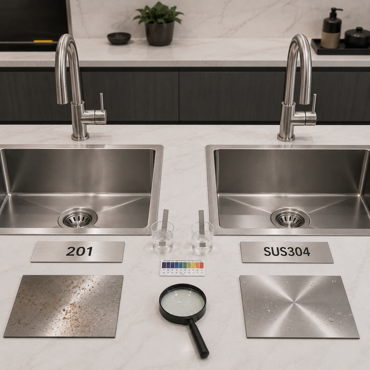 201 vs SUS304 Stainless Steel Kitchen Sinks