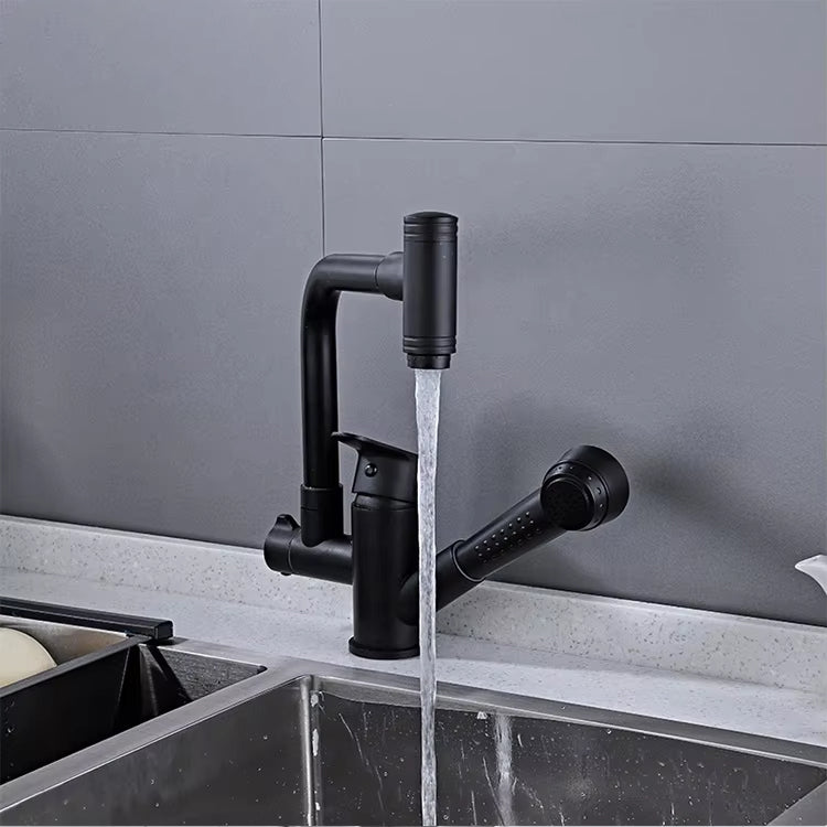 360 Degree Rotating Pull-Out Black Multifunctional Faucet-001