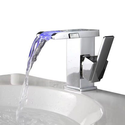 Bathroom Basin Waterfall Single Handle Led Faucet-Z1519