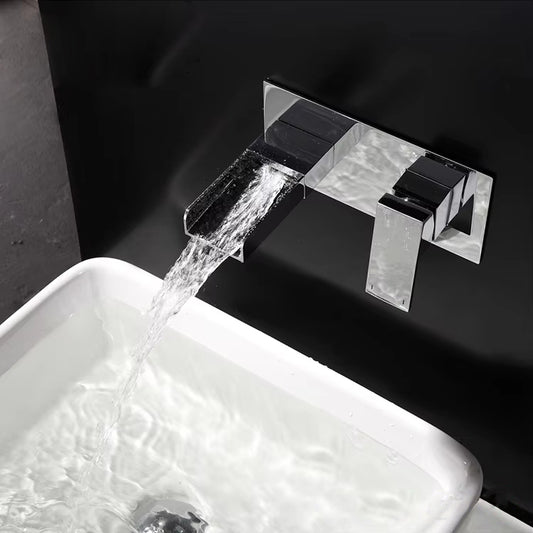 Wall Mounted Brass Washbasin Single Handle Waterfall Faucet-Z-1308