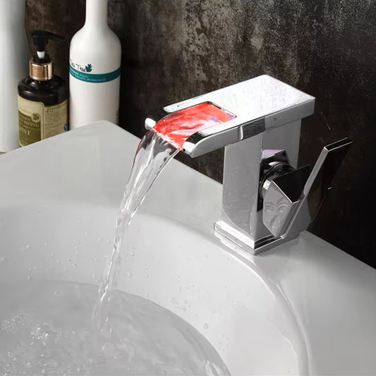 Bathroom Basin Waterfall Single Handle Led Faucet-Z1519