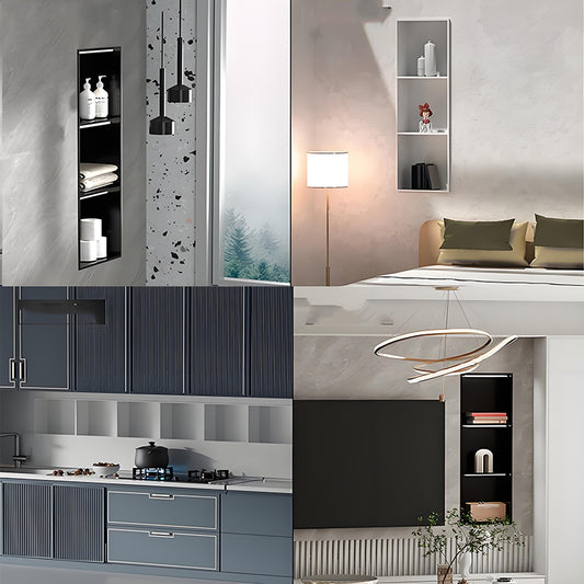 Custom Stainless Steel Recessed Wall Niche Series for Bathroom, Kitchen, Bedroom, and TV Wall Storage