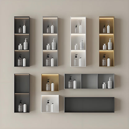 Nicho de chuveiro personalizado em aço inoxidável com iluminação LED e design de armazenamento embutido