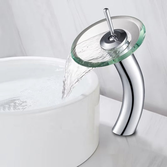 Bathroom Basin Glass Round Waterfall Faucet-7260